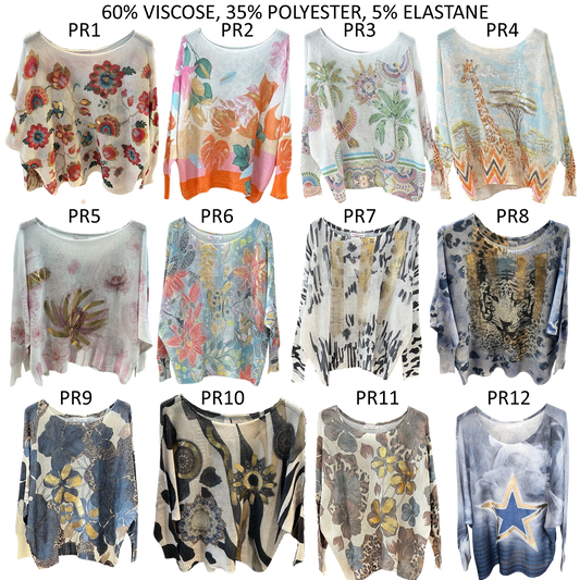 EMMA POLY VISCOSE KNIT PRINTED TOP