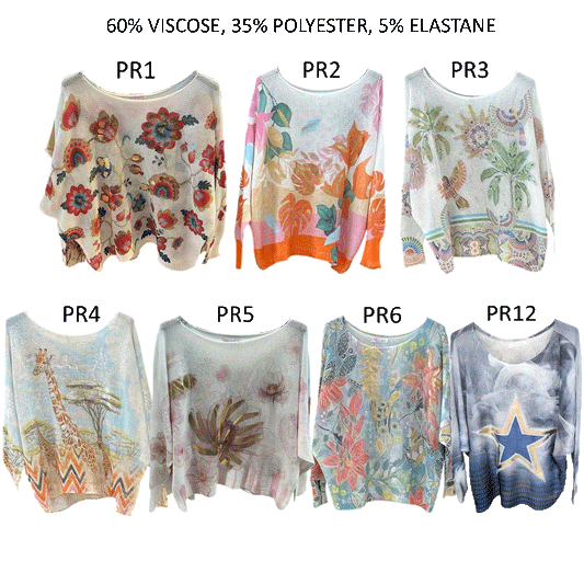 EMMA POLY VISCOSE KNIT PRINTED TOP