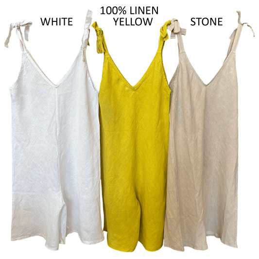 LINEN ROMPER SHOULDER TIES