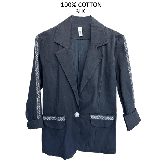FRENCH TERRY SOFT BLAZER SILVER TRIM DETAIL