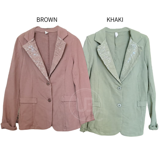 KNIT SEQUIN LAPEL BLAZER