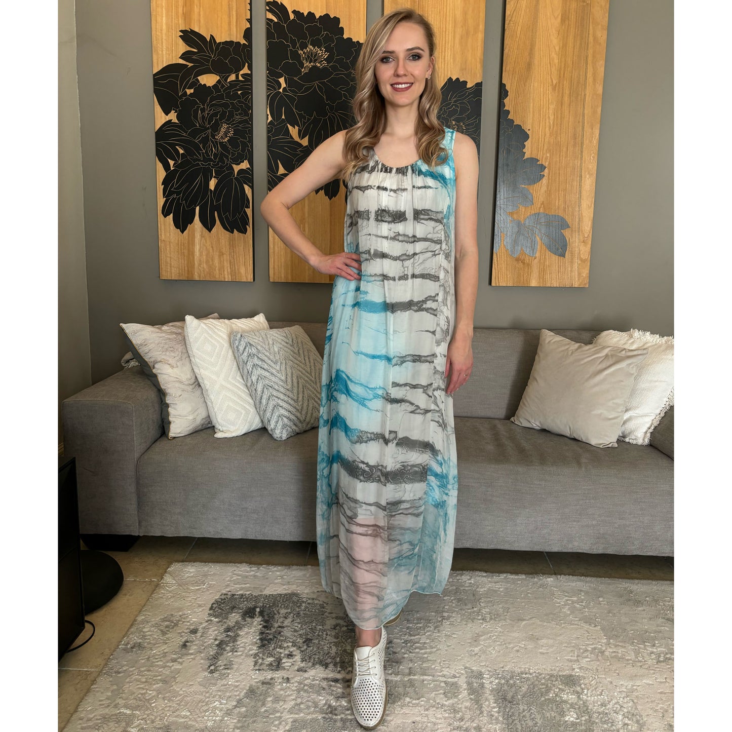SILK TIE DYE VEST MAXI DRESS