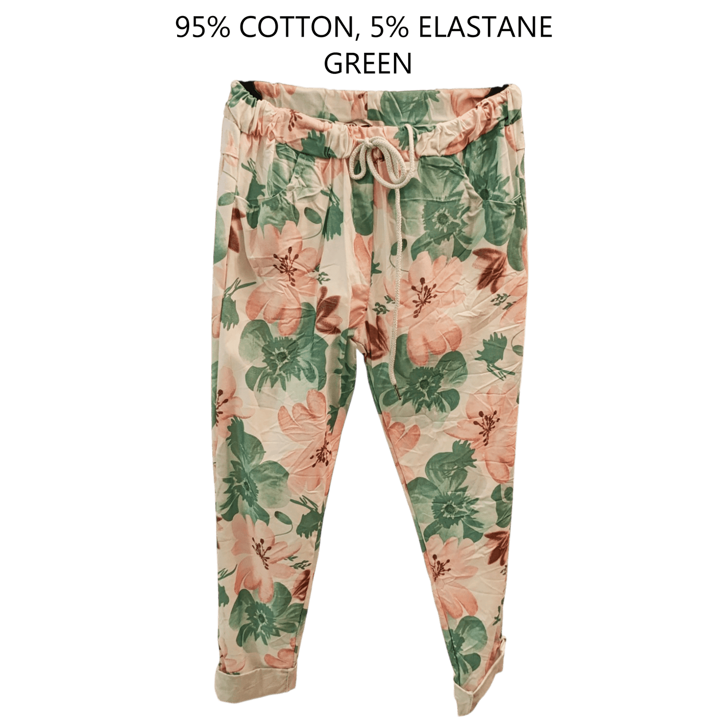 COTTON ELASTANE FLORAL PRINT PANTS