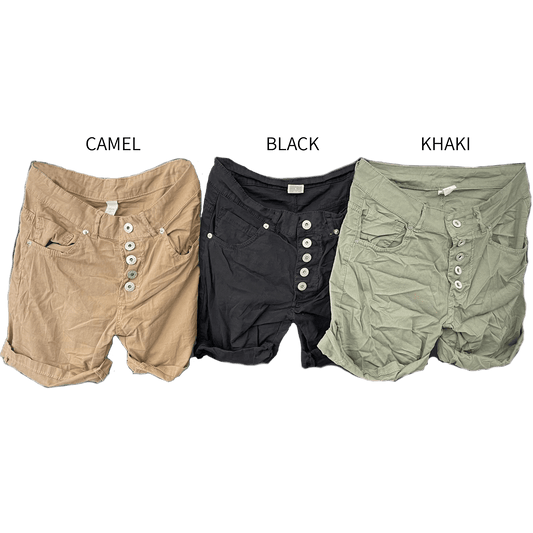 MARIKA COTTON ELASTANE BUTTON-UP SHORTS