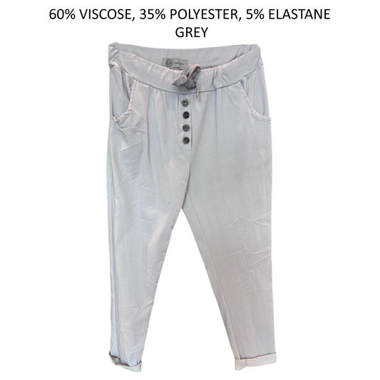 DANIELA COTTON ELASTANE BUTTON DETAIL PANTS