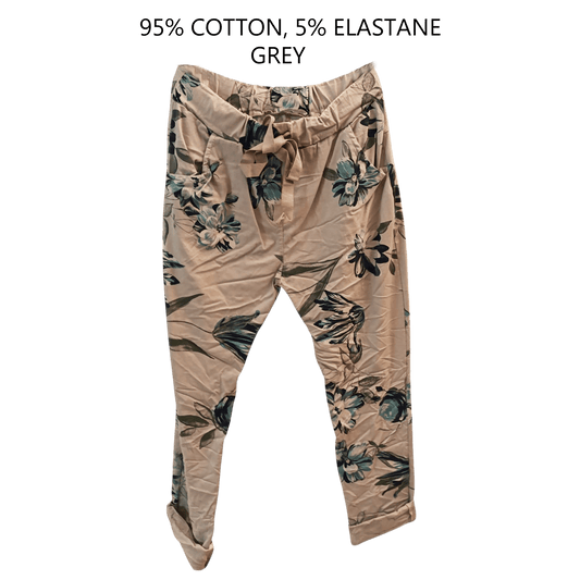 SANDRA COTTON ELASTANE FLORAL PRINT PANTS