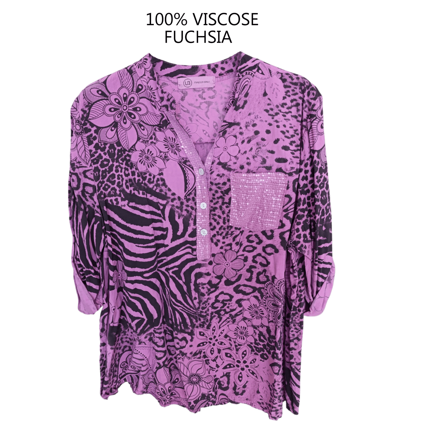WILLA VISCOSE SEQUIN MULTI ANIMAL SHIRT