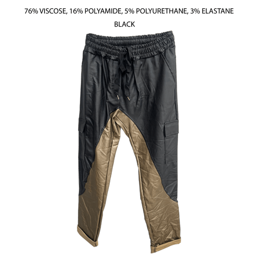 LYDIA LEATHER LOOK 2 TONE PANTS