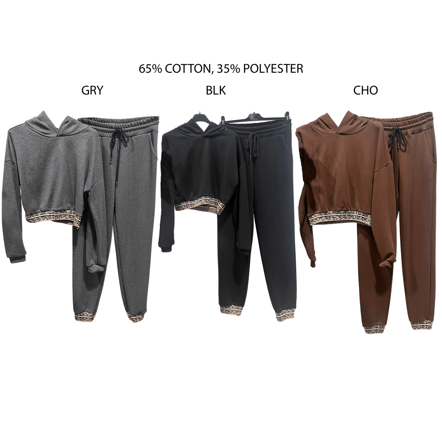 CALLIOPE COTTON POLY CROP JERSEY TRACKSUIT TRIM SET