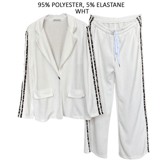 RAELYN POLY ANIMAL SIDE TRIM BLAZER SET