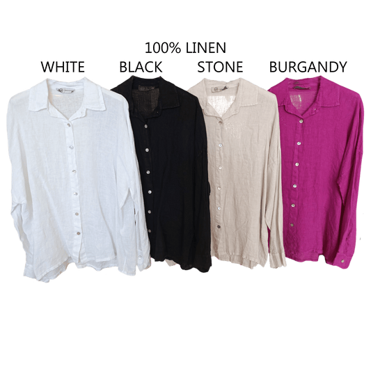 BRIELLA LINEN LONG SLEEVE BUTTON-UP SHIRT