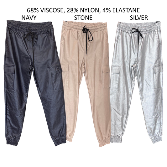 LEILANI VISCOSE ELASTANE LEATHER LOOK JOGGERS