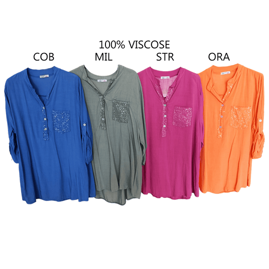 EMELIA VISCOSE SEQUIN POCKET SHIRT