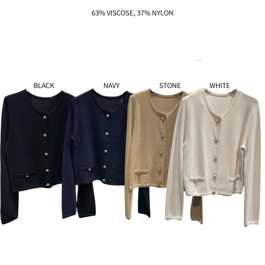 CALLIE SOFT KNIT ANTIQUE BUTTON CARDIGAN TOP