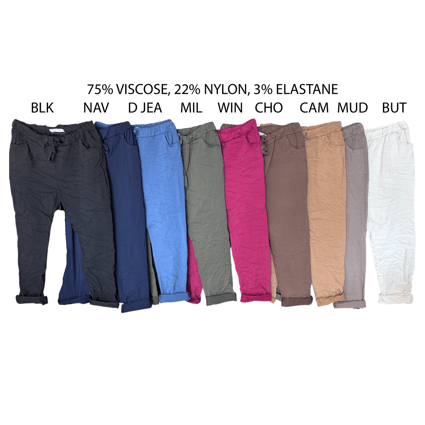 LYRA CURVE COTTON ELASTANE PLAIN PANTS
