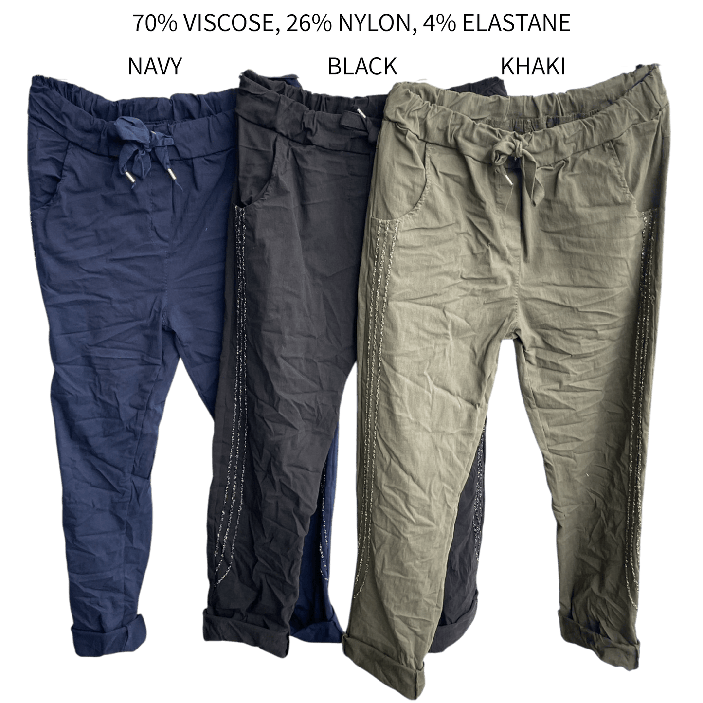 JAYLA VISCOSE ELASTANE LUREX SIDE TRIM PANTS