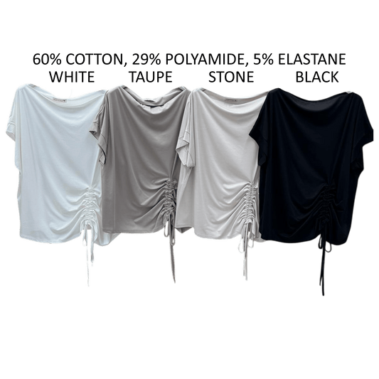 ANGELA COTTON POLY HEM ROUGE TOP