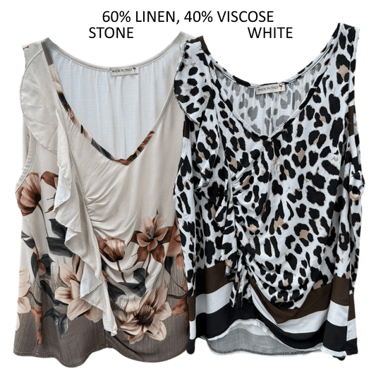 ELSIE LINEN VISCOSE FRILL VEST