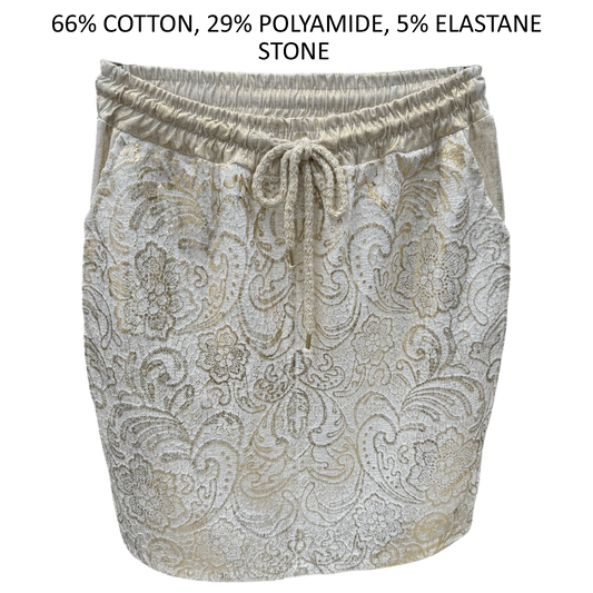 AMIYA COTTON POLY WAISTBAND EMBOSSED SKIRT