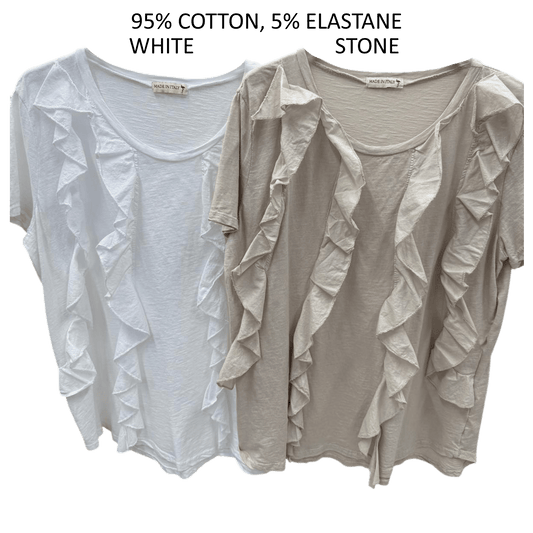 LILAH COTTON STRETCH FRILL TOP