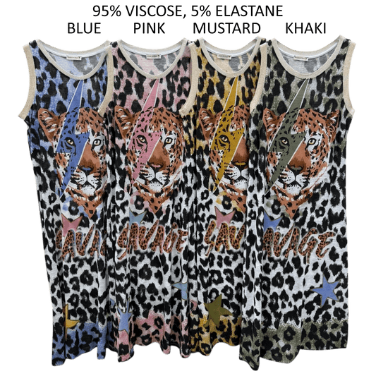 KENDALL VISCOSE CHEETAH PRINT VEST DRESS