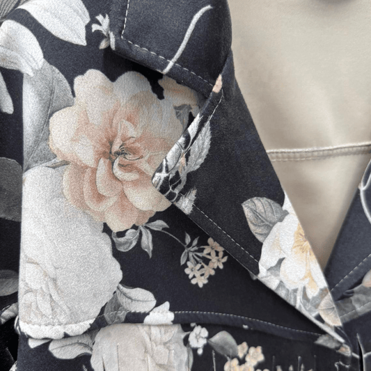 RIVER VISCOSE POLY FLORAL PRINT TASSLE JACKET