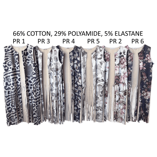 NYLA VISCOSE POLY PRINTED TASSLE JERSEY