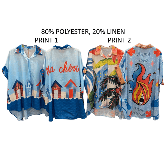 CHERIE POLY LINEN PRINTED SHORT SLEEVE SHIRT