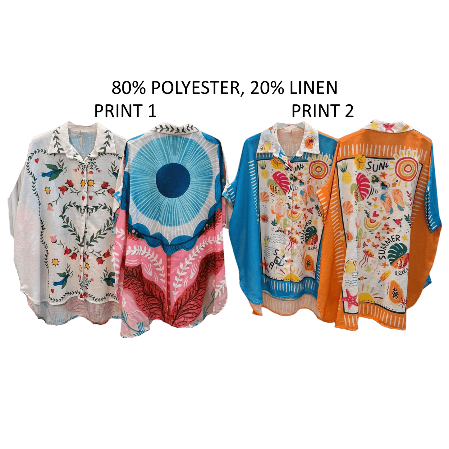 JAELYN POLY LINEN PRINTED SHORT SLEEVE SHIRT