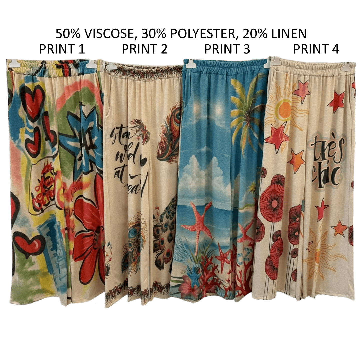 KIERA VISCOSE POLY PRINTED FLARE PANTS