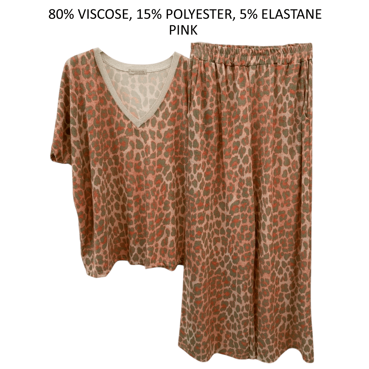 BELLE VISCOSE CHEETAH PRINT TOP PANTS SET