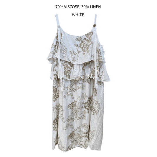 MARGOT LINEN MIX FRILL DRESS