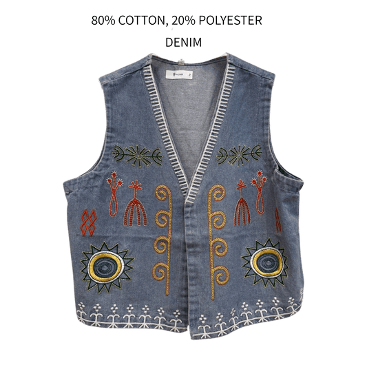 HALLIE DENIM EMB WAISTCOAT