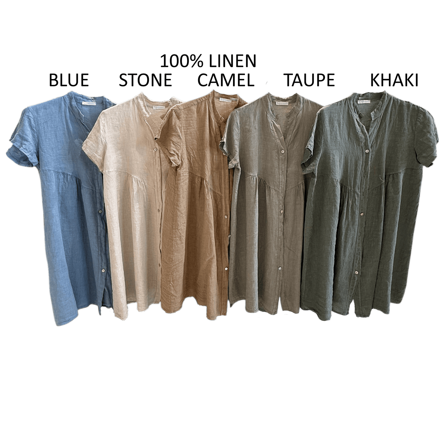 LOGAN LINEN WAIST GATHERED SHIRT DRESS