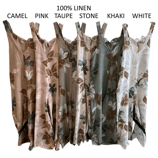 EVIE LINEN LEAF PRINT ROMPER