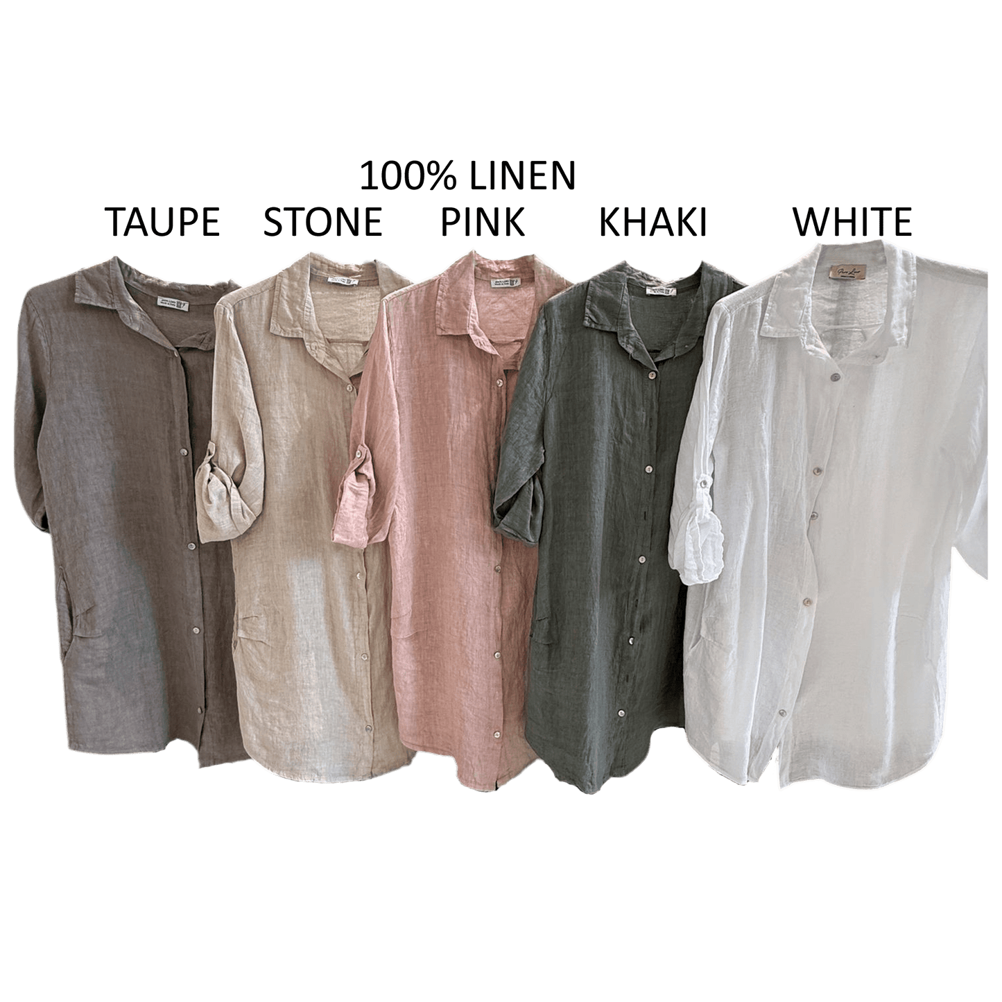 BRITNEY LINEN PLAIN SHIRT DRESS