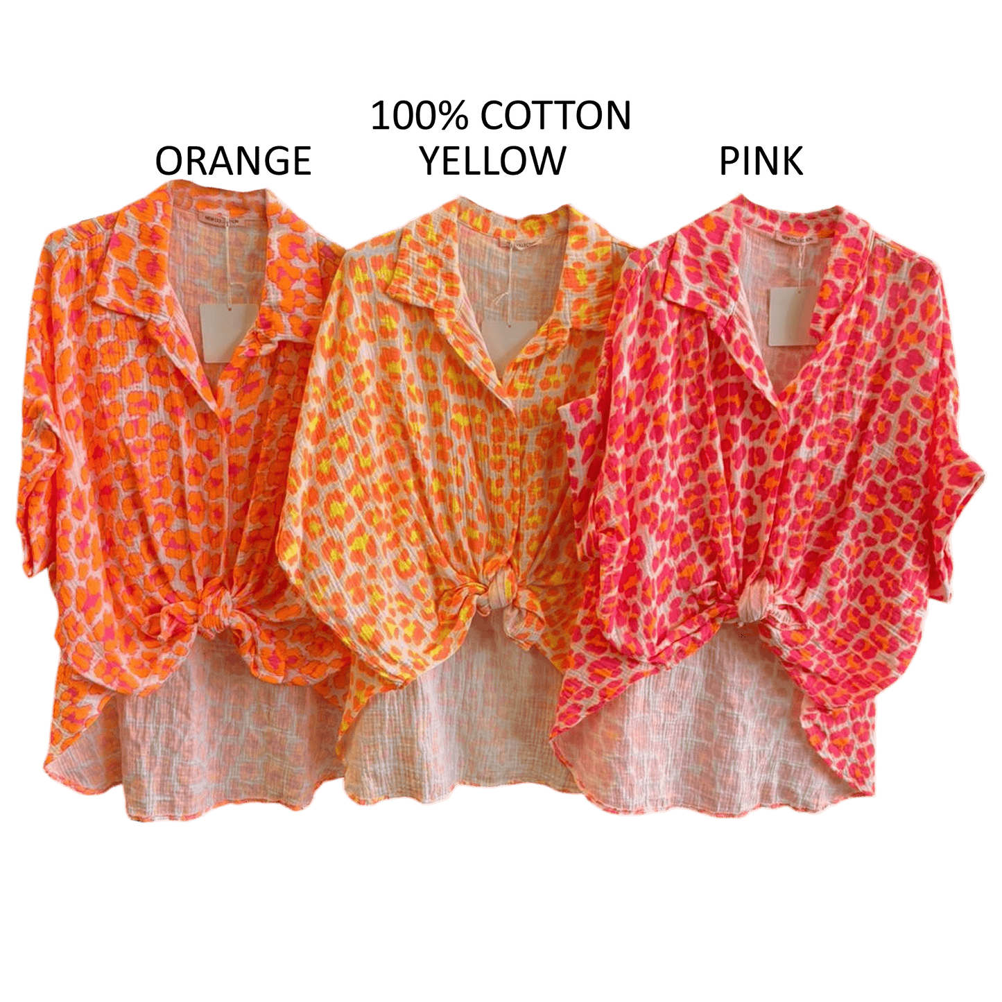 ELORA COTTON NEON CHEETAH PRINT SHIRT