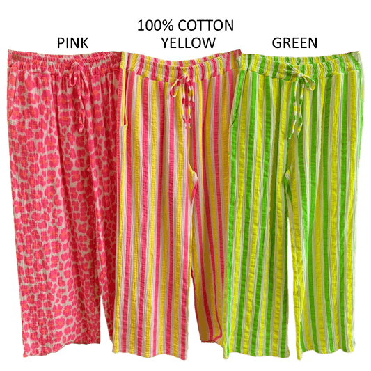 LANEY COTTON STRIPE WIDE LEG PANTS