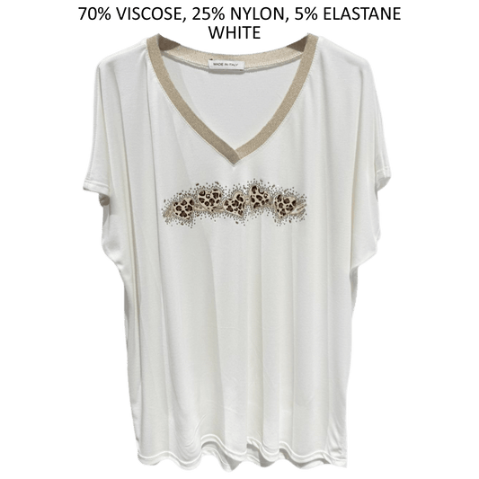 SIENA SOFT KNIT VISCOSE VNECK ANIMAL TOP