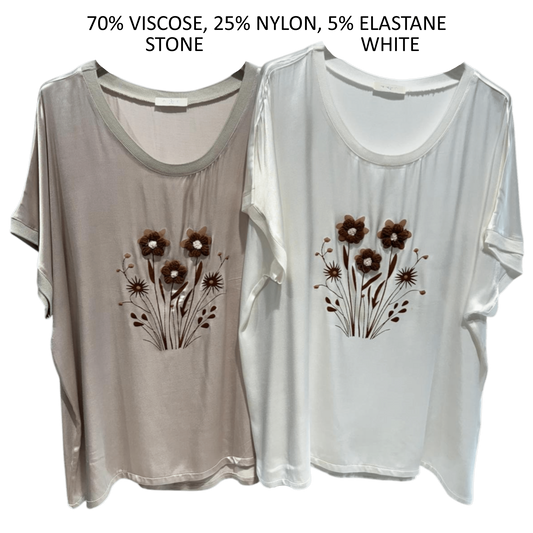 ZARIA SOFT KNIT VISCOSE FLOWER TOP