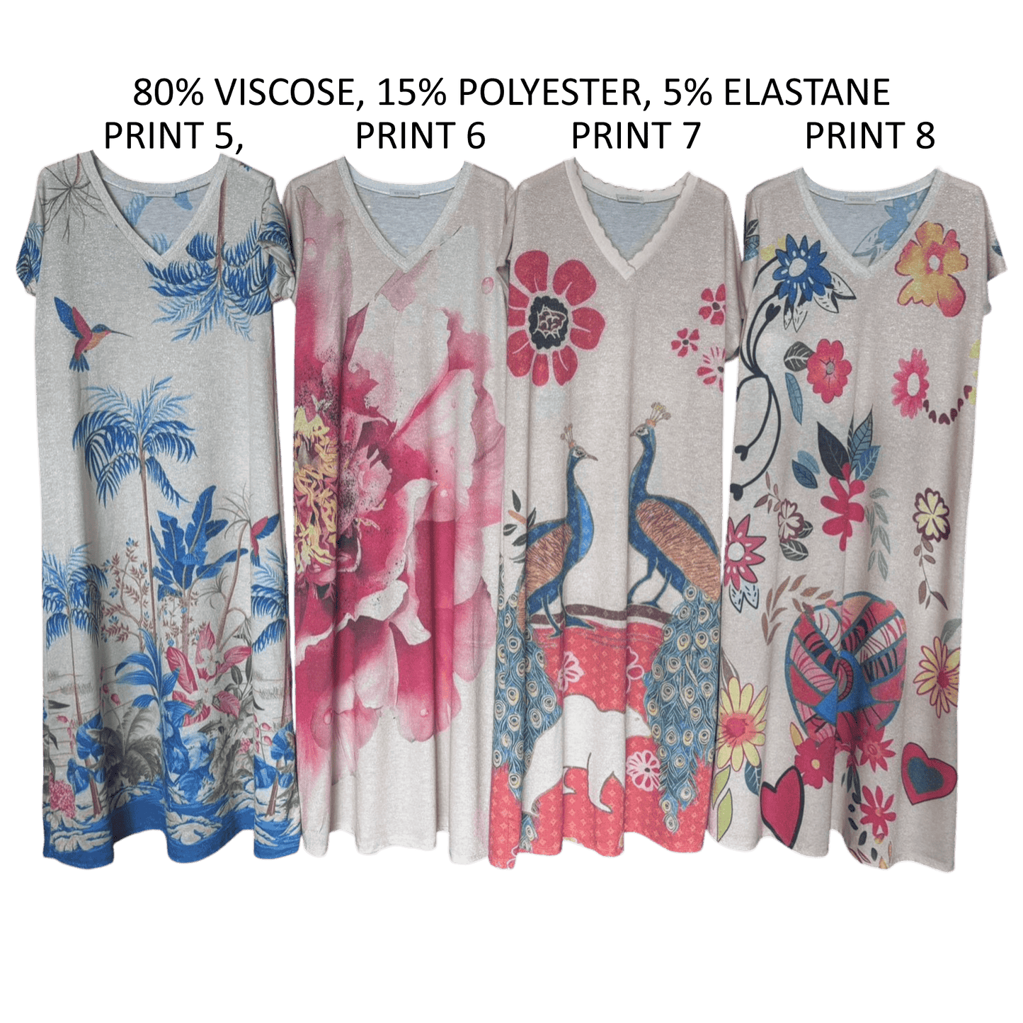 SIENNA LIGHT KNIT VISCOSE PRINT LONG DRESS