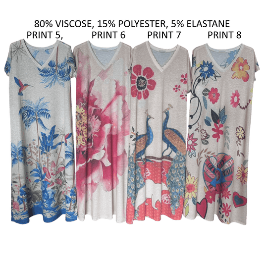 SIENNA LIGHT KNIT VISCOSE PRINT LONG DRESS