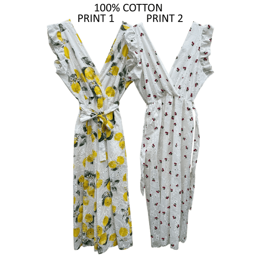 ARLETTE COTTON ANGLAISE PRINT FRILL ARMHOLE DRESS