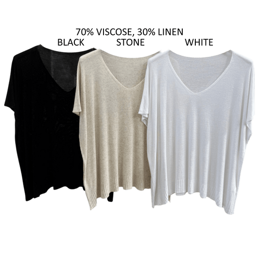 NATHALIA SOFT KNIT LINEN BLEND TOP