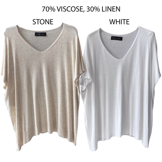 NATHALIA SOFT KNIT LINEN BLEND TOP