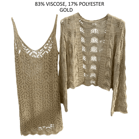NORI SOFT VISCOSE CROCHET CARDIGAN & DRESS SET