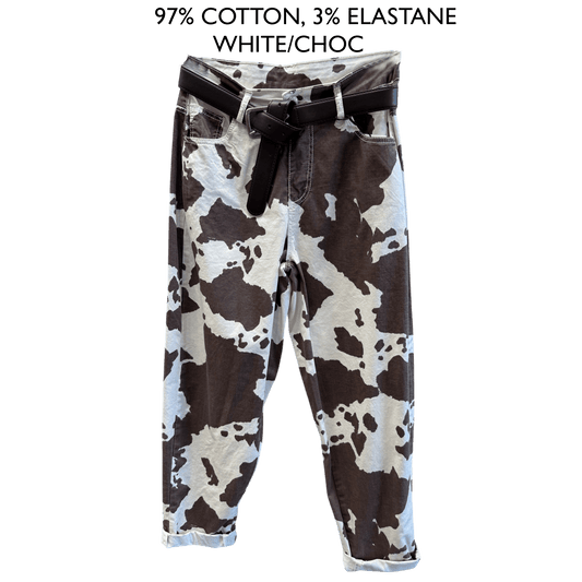 LAURELL COTTON COW PRINT PANTS