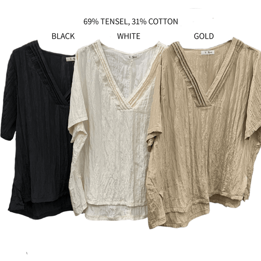 LILIBET SILKY TENCEL BLEND V-NECK TOP