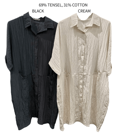 HANAKO SILKY TENCEL BLEND SHIRT DRESS
