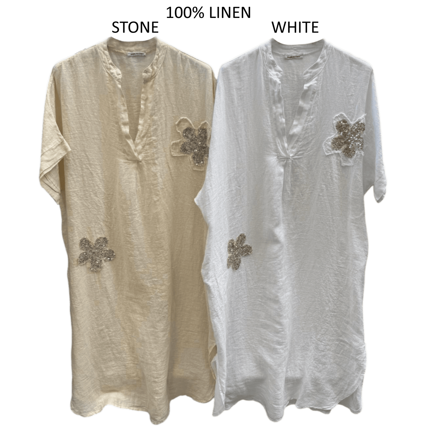 MILA LINEN TUNIC FLOWER DRESS